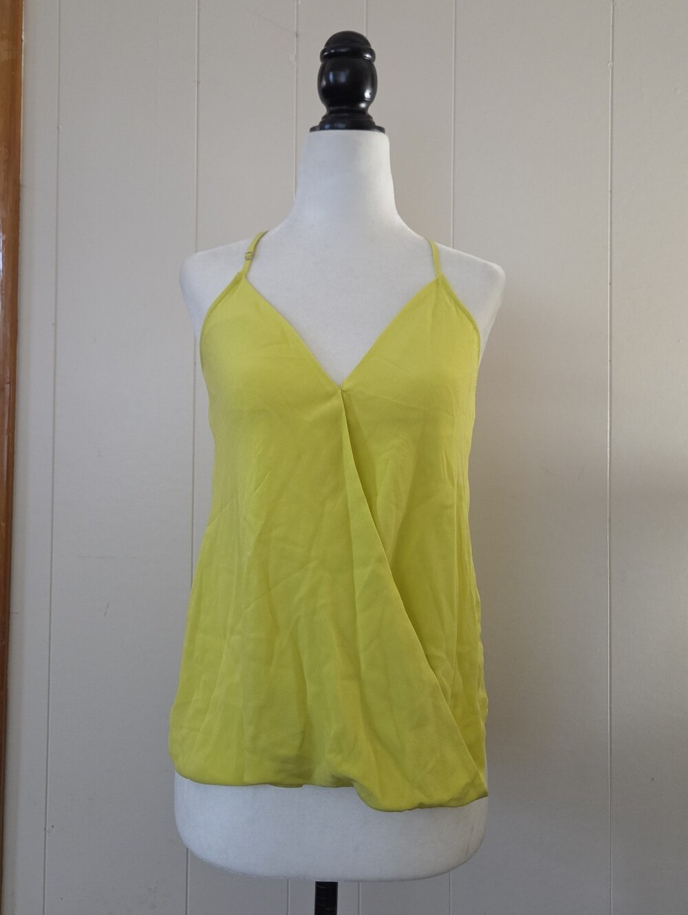 Chelsea Flower | Chartreuse/lime 100% Silk Halter Top | Sz XS